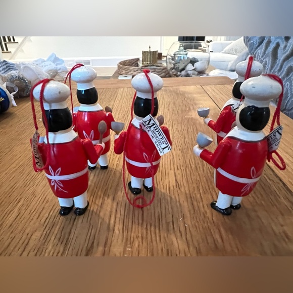 vintage Midwest Wooden Christmas Tree Ornament Chef Cook set of 5 - Picture 4 of 5
